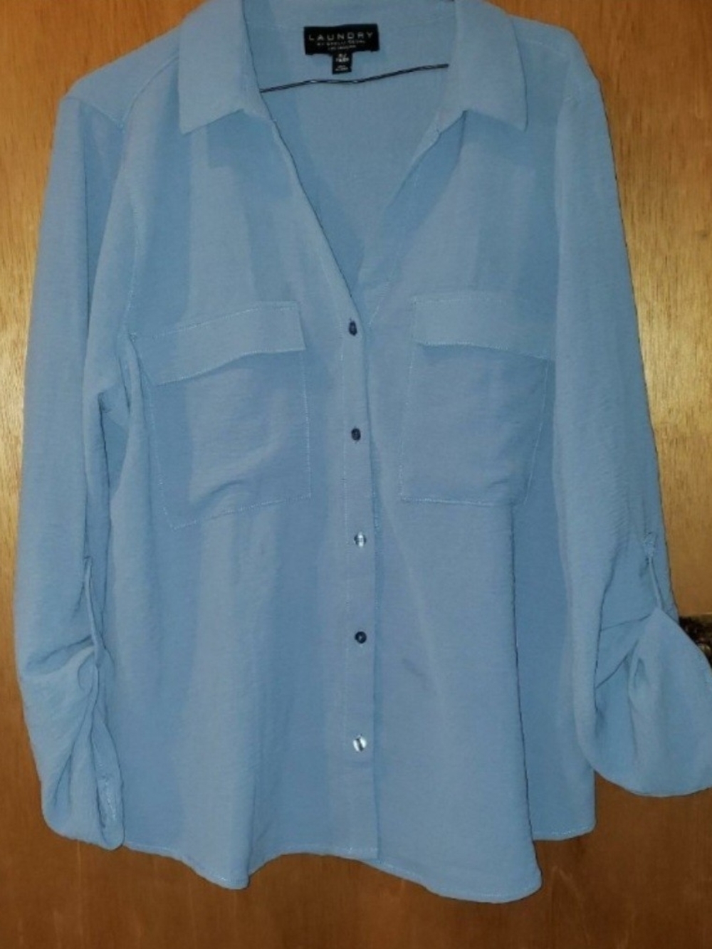 Laundry by Shelli Segal Light Blue Button-Down Blouse XL